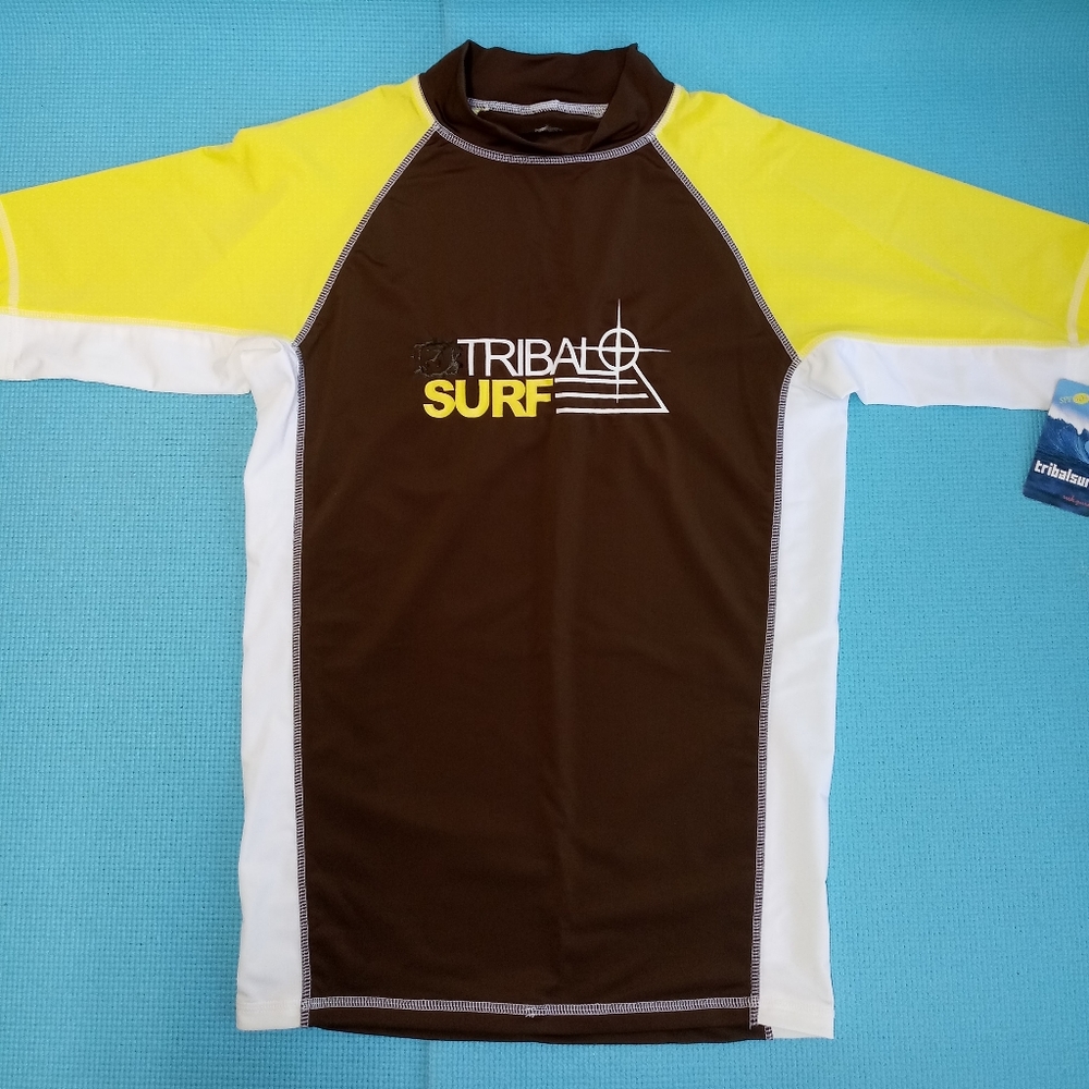 TribalSurf Sunspecs Swimwear Rash Guard Shirt Short Sleeve Size XL (Youth)